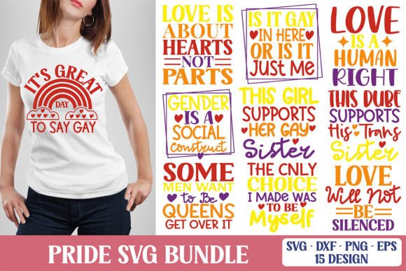 15 Pride SVG Bundle: Graphics for T-Shirt Designs & Content