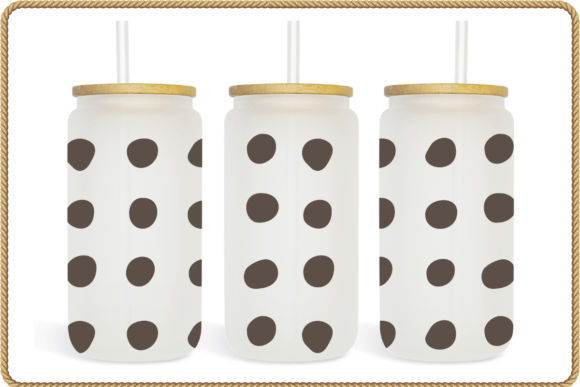 16 Oz Libbey Glass Can Wrap Polka Dot Graphics