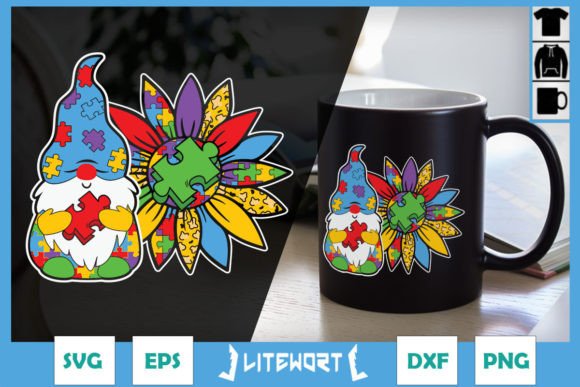 Autism Gnome Sunflower Autism Awareness Graphics