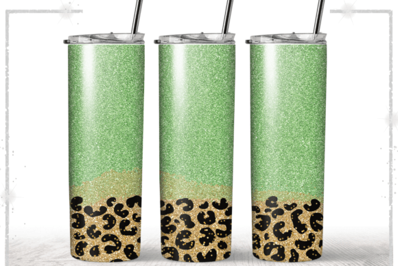 Faux Glitter Green Tumbler Full Wrap: Graphics & Print Templates