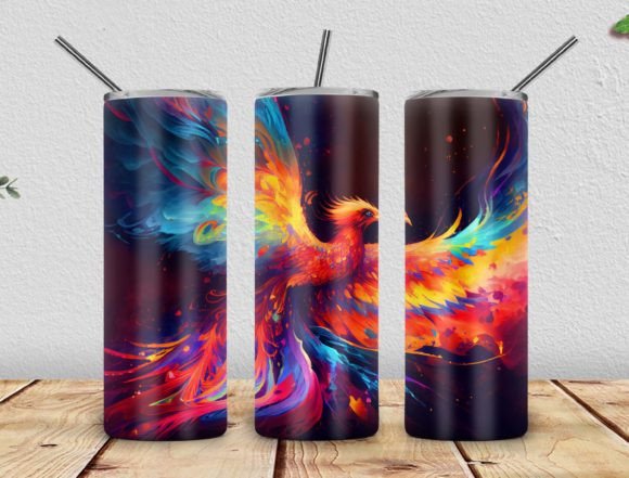 Fire Phoenix Tumbler 20oz PNG: Graphics for Bold Tumbler Wraps