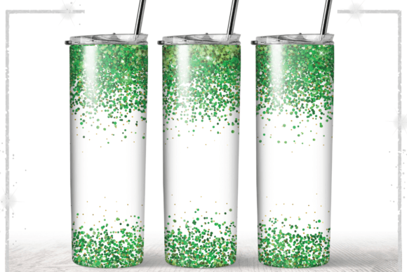 Green Glitter 20 Oz Skinny Tumbler Wrap: Graphics & Print Templates