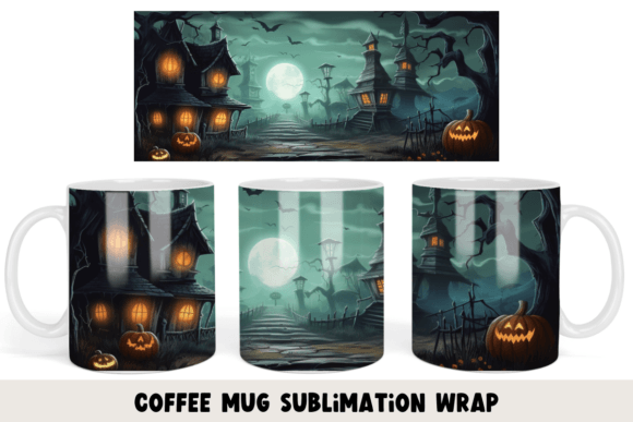 Halloween House Coffee Tumbler Mug Wrap: Graphics & Graphic Templates