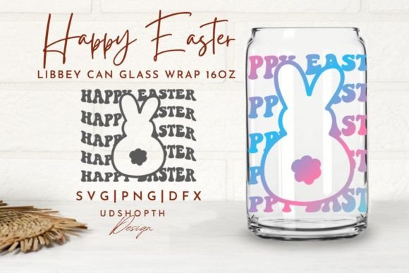Happy Easter Bunny Can Glass SVG