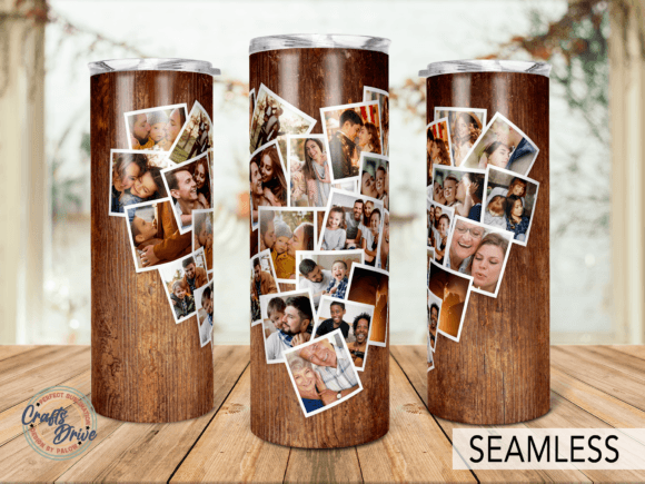 Heart Wood Photo Collage Tumbler 20oz Graphics