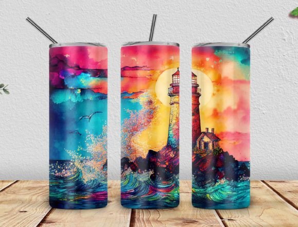 Lighthouse 20oz Tumbler PNG: Graphics for Tumbler Wraps