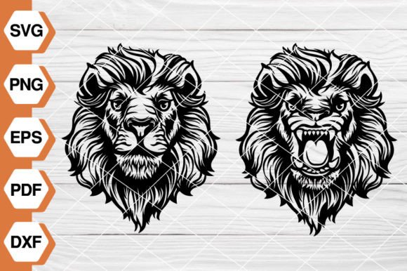 Lion Head Bundle SVG: Bold Graphics & Illustrations