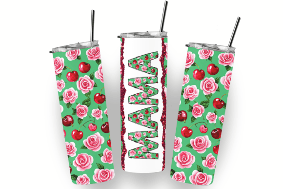 MAMA Rose Cherry Green Tumbler Wrap: Graphics for Crafts