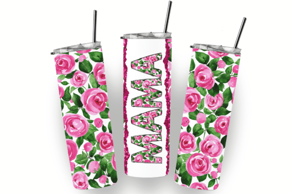 MAMA Tumbler: Pink Floral Skinny Tumbler Graphics for Crafts