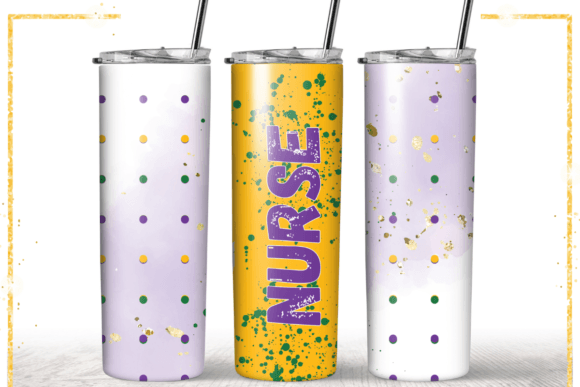 Mardi Gras Nurse Coffee Sublimation Wrap: Graphics & Print Templates