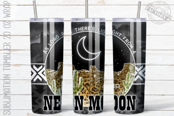 Neon Moon Tumbler PNG: Western Graphics for Crafts