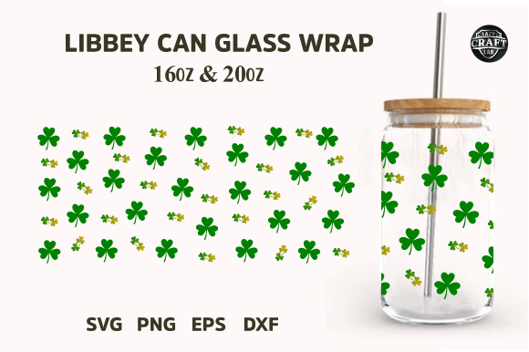 St. Patrick’s Day 16oz Can Glass Libbey Graphics