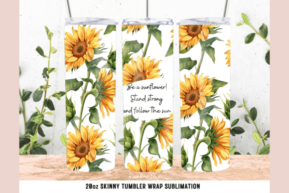 Sunflowe 20oz Tumbler Sublimation Design: Graphics for Crafts & Content