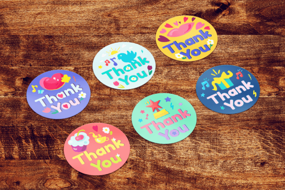 Thank You Badges Set: Cute Graphics for Crafts & Branding