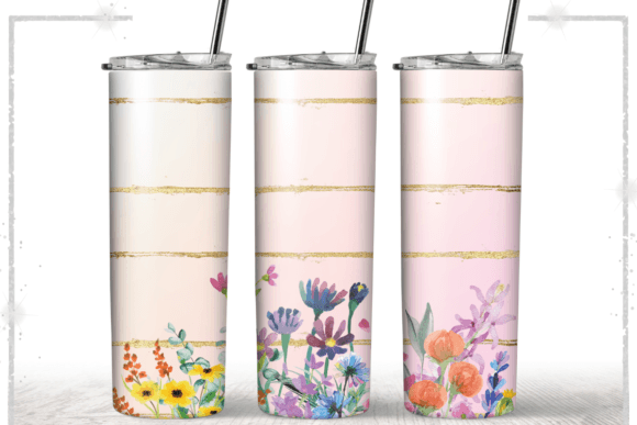 Watercolor Flowers Coffee Love Tumbler Graphics & Print Templates